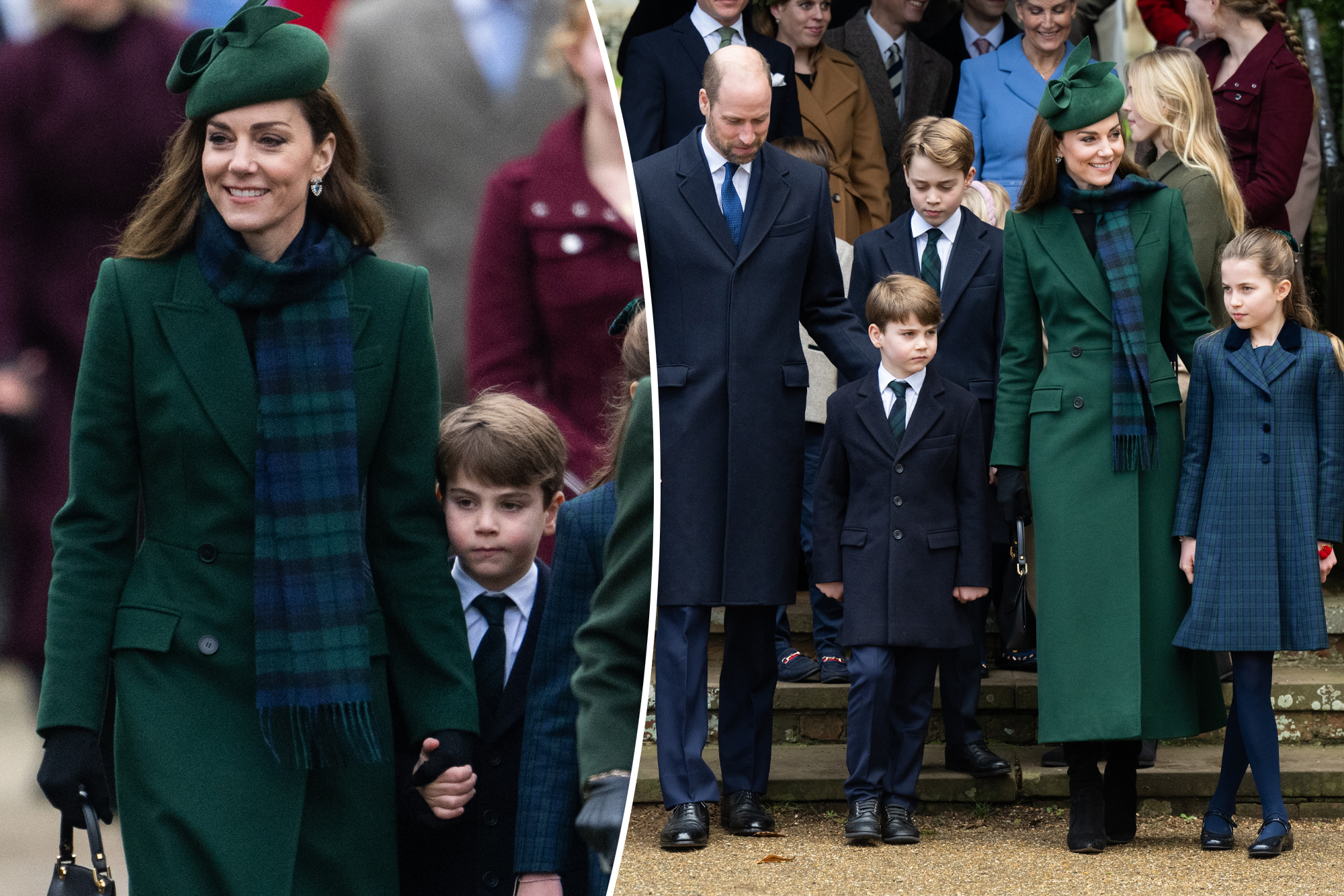 Kate Middleton incanta con un look green al servizio di Natale con la famiglia reale