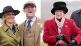 Princess Anne sorride con Mike e Zara Tindall al Cheltenham Racecourse